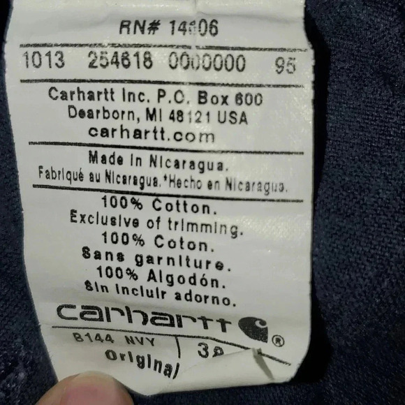 Carhartt Men's Cargo Shorts Size 38 Relaxed Fit Navy Blue Flat Front Canvas - Picture 9 of 9